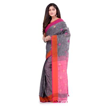 Multicolor hand woven cotton saree with blouse 3