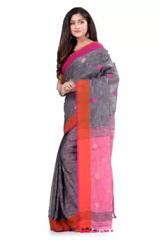 Multicolor hand woven cotton saree with blouse