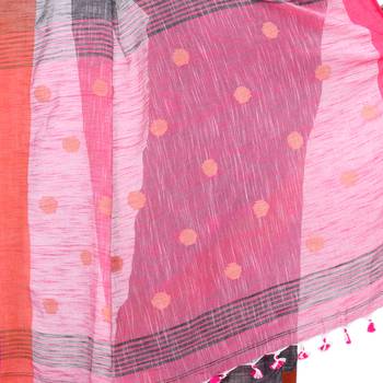 Multicolor hand woven cotton saree with blouse 4
