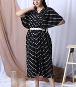 BLACK PRINTED KAFTAN WITH EMBROIDERED BELT