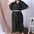 BLACK PRINTED KAFTAN WITH EMBROIDERED BELT