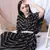 BLACK PRINTED KAFTAN WITH EMBROIDERED BELT