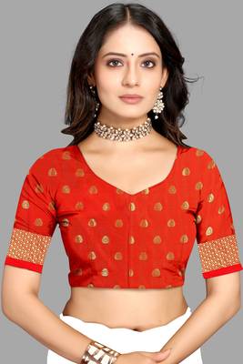 Orange woven cotton silk saree with blouse 5