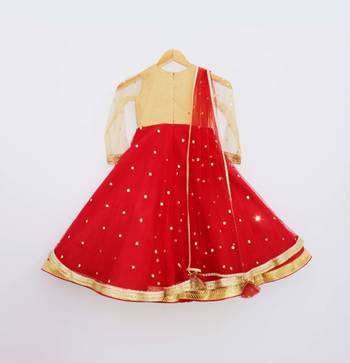 Gold and Red Sequence Anarkali 2