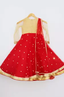 Gold and Red Sequence Anarkali