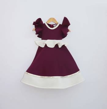 Wine and White Lycra Dress 1