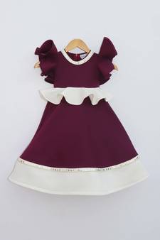 Wine and White Lycra Dress