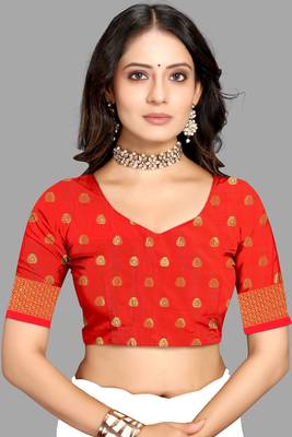 Yellow woven cotton  silk saree with blouse 5