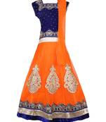 Orange Net Embroidered stitched   lehenga &   choli with dupatta