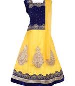 Yellow Net Embroidered stitched   lehenga &   choli with dupatta