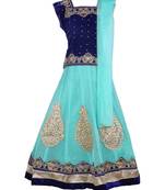 green Net Embroidered stitched   lehenga &   choli with dupatta