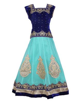 green Net Embroidered stitched   lehenga &   choli with dupatta 2