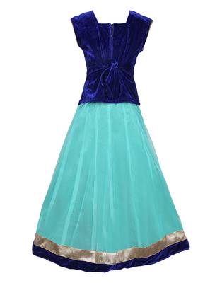 green Net Embroidered stitched   lehenga &   choli with dupatta 3
