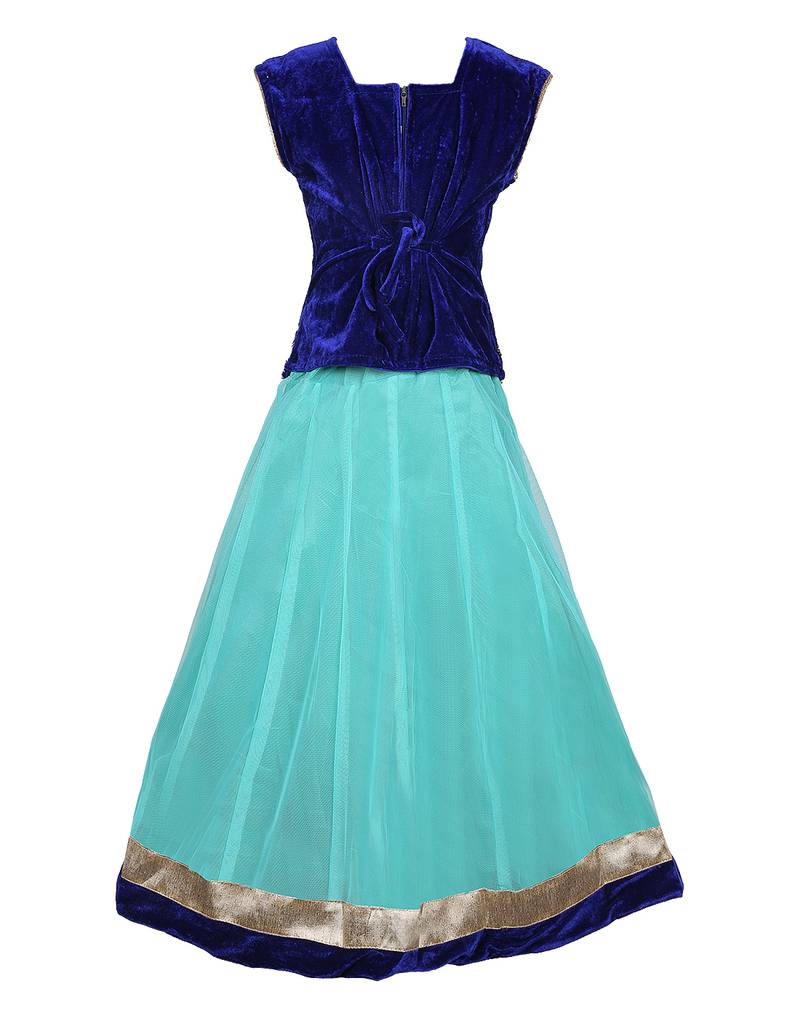 green Net Embroidered stitched   lehenga &   choli with dupatta