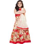 Red silk printed stitched   lehenga &   choli with dupatta