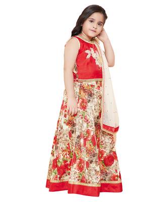 Red silk printed stitched   lehenga &   choli with dupatta 5