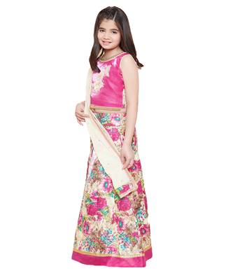 Pink silk printed stitched   lehenga &   choli with dupatta 4