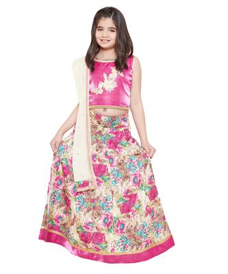 Pink silk printed stitched   lehenga &   choli with dupatta 5
