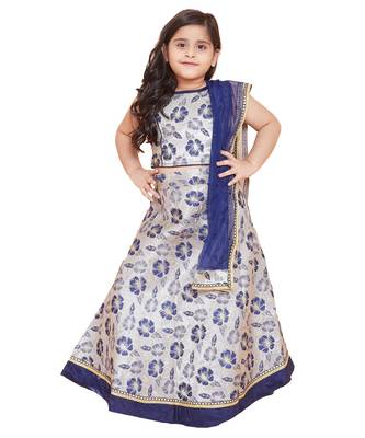 Blue Jacquard printed stitched   lehenga &   choli with dupatta 1
