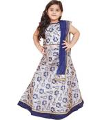 Blue Jacquard printed stitched   lehenga &   choli with dupatta
