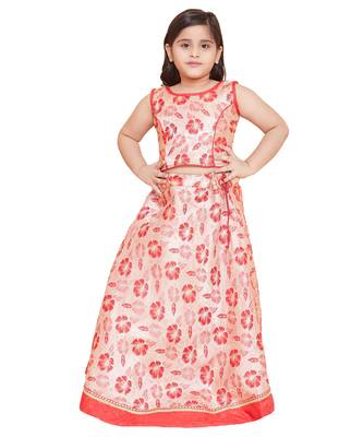 Red Jacquard printed stitched   lehenga &   choli with dupatta 1