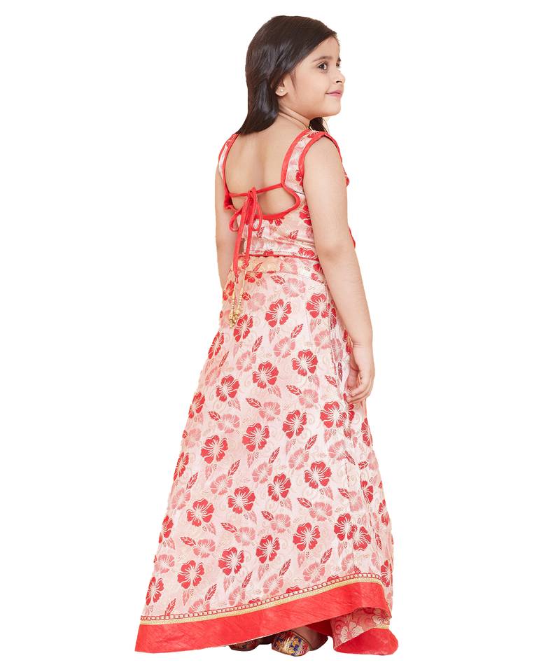 Red Jacquard printed stitched   lehenga &   choli with dupatta