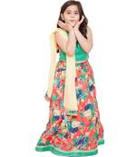 green silk printed stitched   lehenga &   choli with dupatta