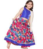 Pink silk printed stitched   lehenga &   choli with dupatta