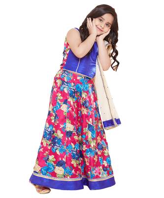 Pink silk printed stitched   lehenga &   choli with dupatta 4