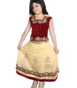 Maroon Net Embroidered stitched   lehenga &   choli with dupatta