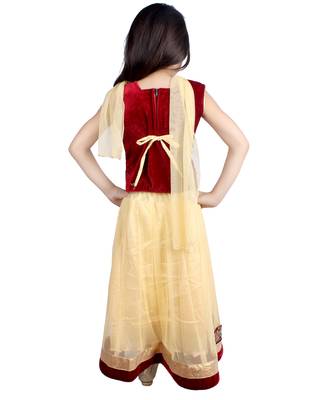 Maroon Net Embroidered stitched   lehenga &   choli with dupatta 2