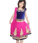 Pink Net Embroidered stitched   lehenga &   choli with dupatta