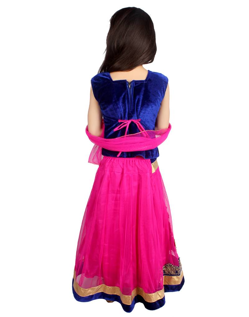 Pink Net Embroidered stitched   lehenga &   choli with dupatta