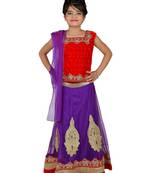 Purple Net Embroidered stitched   lehenga &   choli with dupatta