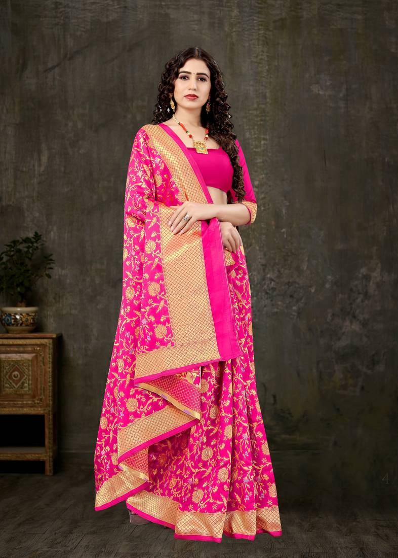 PINK RICH art silk saree AND HEAVY RICH PALLU WITH BLOUSE