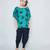 girls Green Rayon printed stitched   kurta with   dhoti