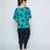 girls Green Rayon printed stitched   kurta with   dhoti