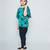 girls Green Rayon printed stitched   kurta with   dhoti