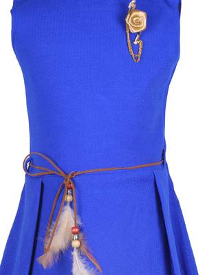girls Blue cotton plain stitched   dress 3