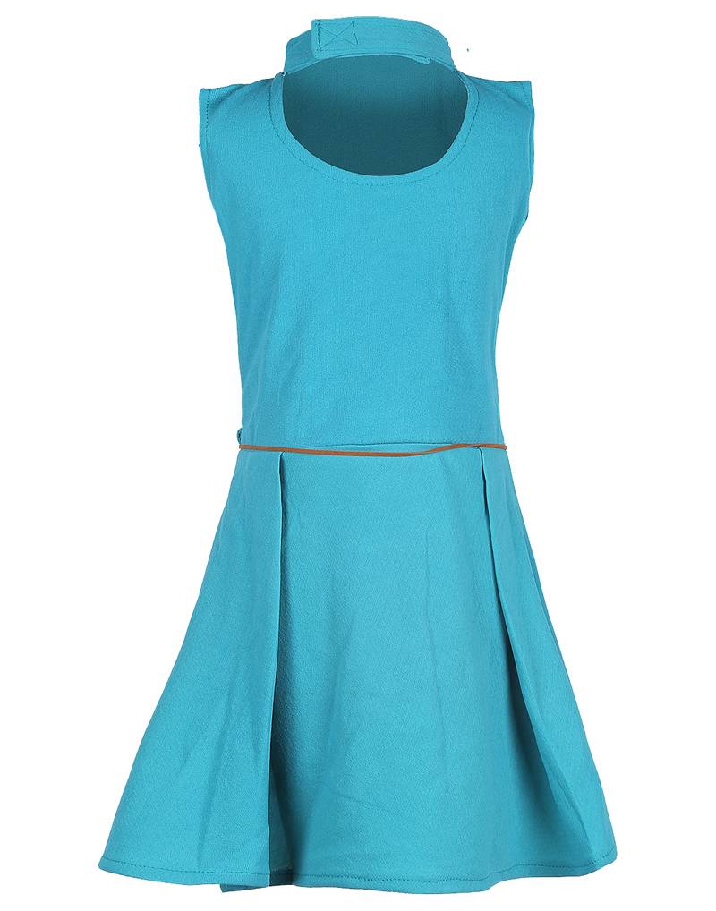 girls Green cotton plain stitched   dress