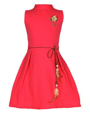 girls Pink cotton plain stitched   dress 1