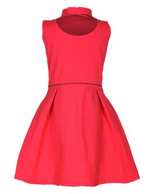 girls Pink cotton plain stitched   dress 2