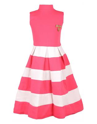 girls Pink  cotton plain stitched   dress 1