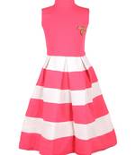 girls Pink  cotton plain stitched   dress