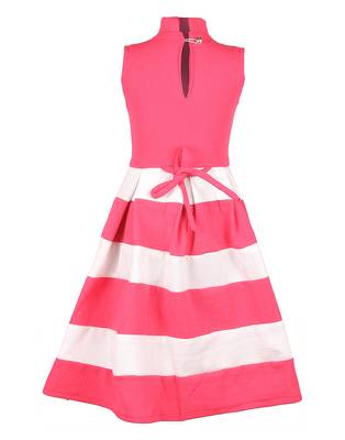 girls Pink  cotton plain stitched   dress 2