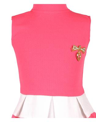 girls Pink  cotton plain stitched   dress 3