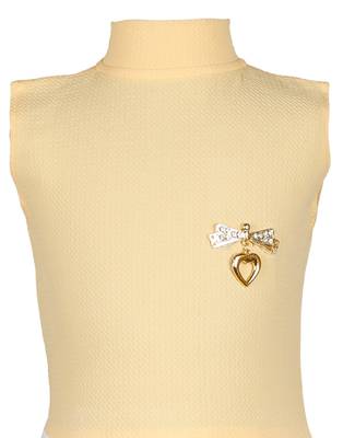 girls Beige cotton plain stitched   dress 3