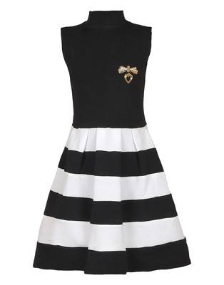 girls Black cotton plain stitched   dress 1