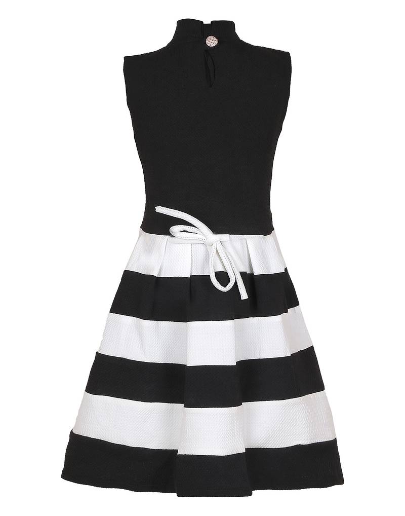 girls Black cotton plain stitched   dress