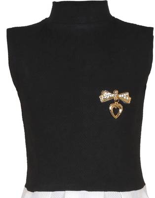 girls Black cotton plain stitched   dress 3